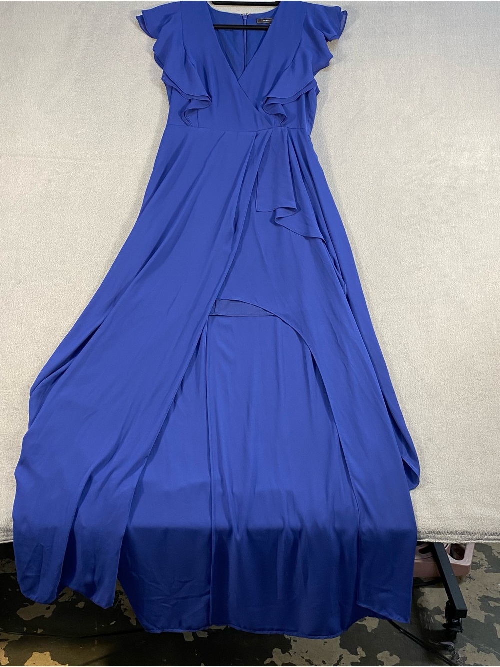 BCBGMaxAzria women’s Royal Blue High-Low Ruffle Maxi Dress, size 4